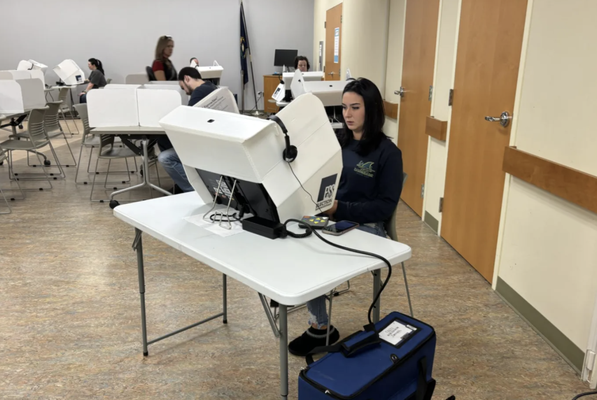 People voting at the Covington branch of the Kenton County Public Library during Election Day 2024. 